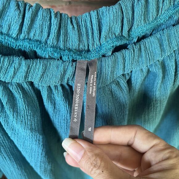 Anthropologie Womens Elodie Off Shoulder Top Size XL Teal Stretch - Picture 5 of 8